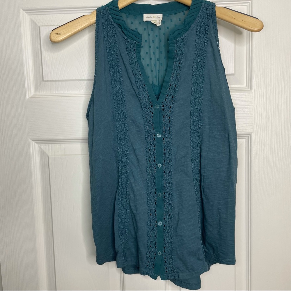 Anthropologie Meadow Rue Tank, Teal, Small